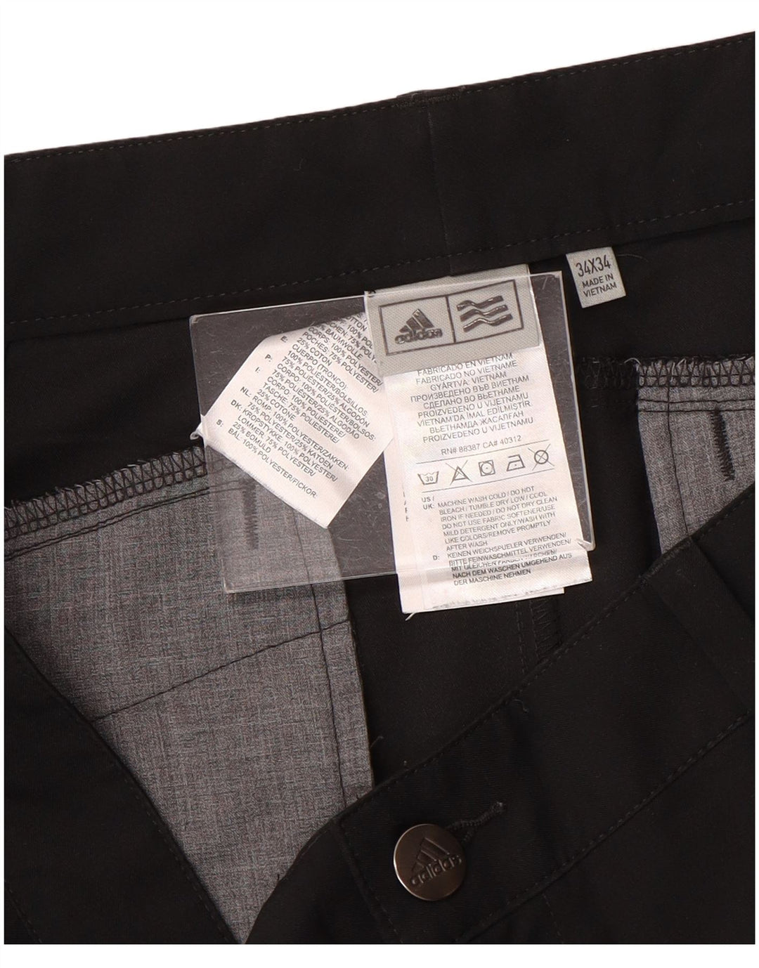 Adidas Herre Slim Chino Bukser W34 L34 Sort Polyester