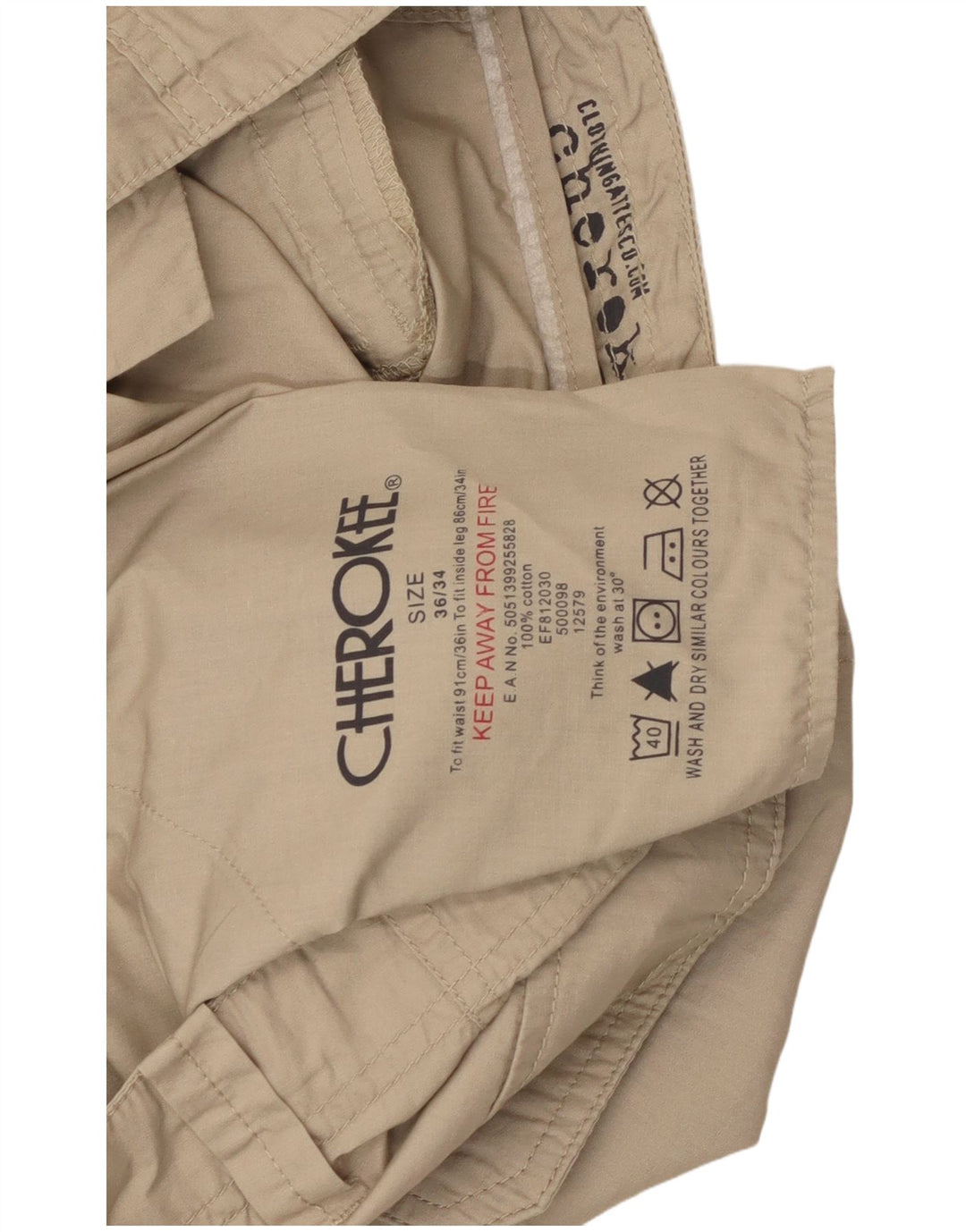 Cherokee Herre Straight Cargo Bukser W36 L34 Beige Bomuld