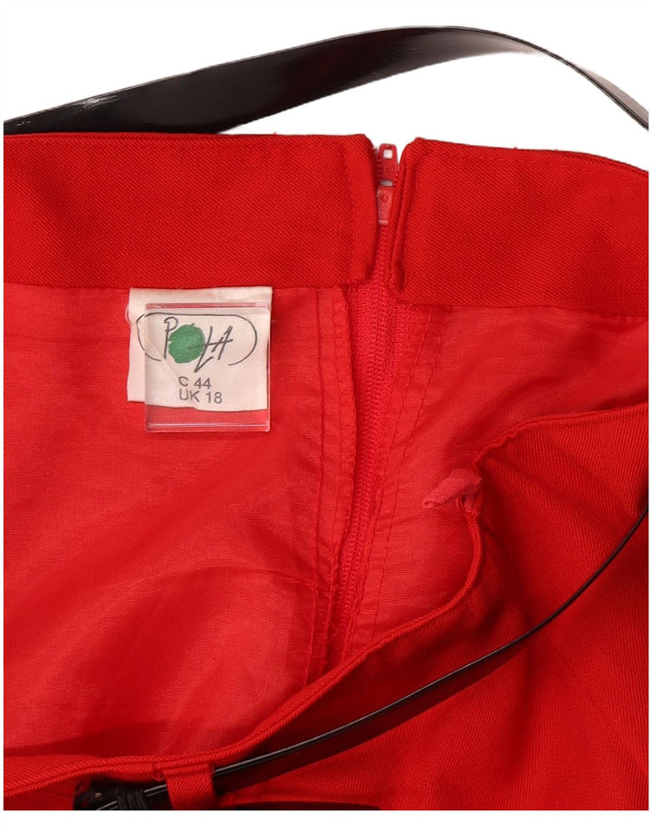 VINTAGE Womens Flared Skirt UK 18 XL  Red Polyester
