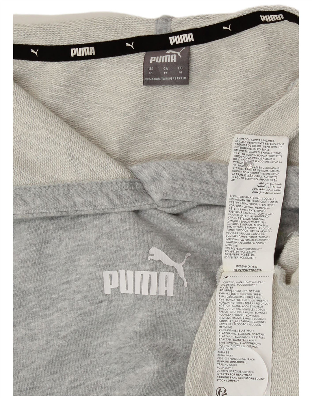 Puma Dame Crop Graphic Oversized Hoodie Jumper UK 14 Medium Grey Bomuld