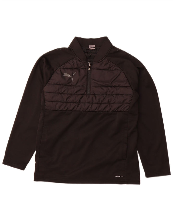 PUMA Boys Zip Neck Sweatshirt Jumper 13-14 Years Black Polyester