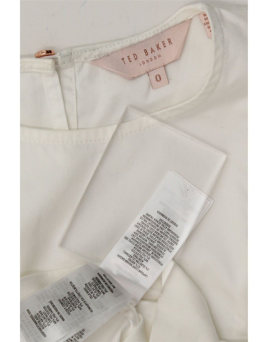 TED BAKER Womens Blouse Top Size 0 2XS White Cotton Vintage Ted Baker and Second-Hand Ted Baker from Messina Hembry 