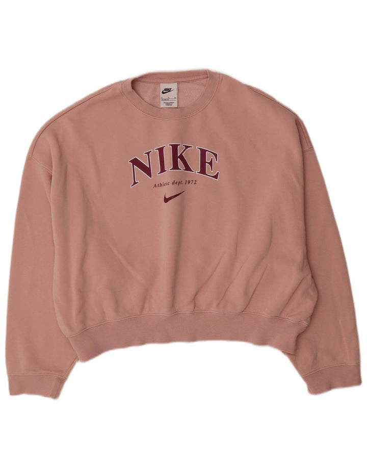 NIKE piger oversized grafisk sweatshirt trøje 13-14 år XL Pink bomuld