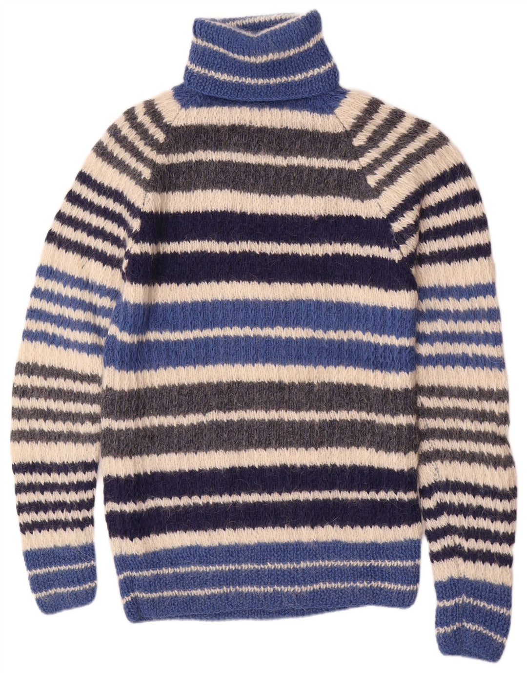 Vintage Dame Roll Neck Jumper Sweater UK 12 Medium Flerfarvet Stribet