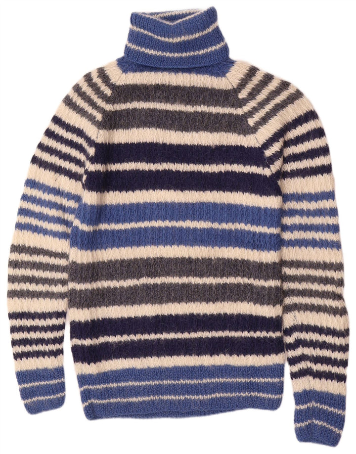 Vintage Dame Roll Neck Jumper Sweater UK 12 Medium Flerfarvet Stribet
