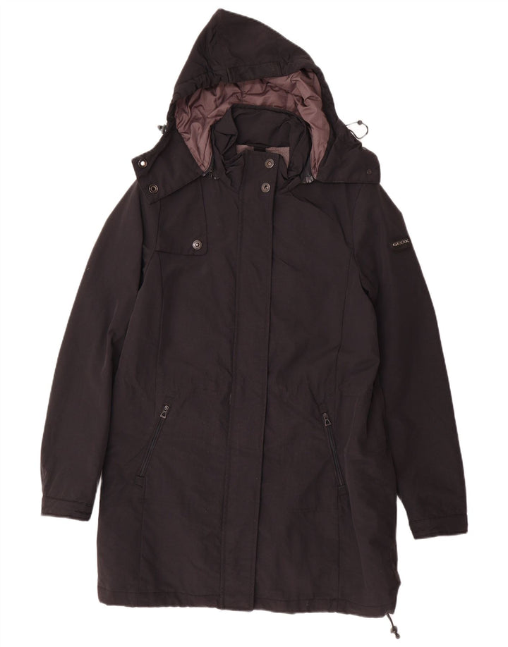 GEOX RESPIRA vindjakke med hætte til kvinder UK 6 XS Sort polyamid