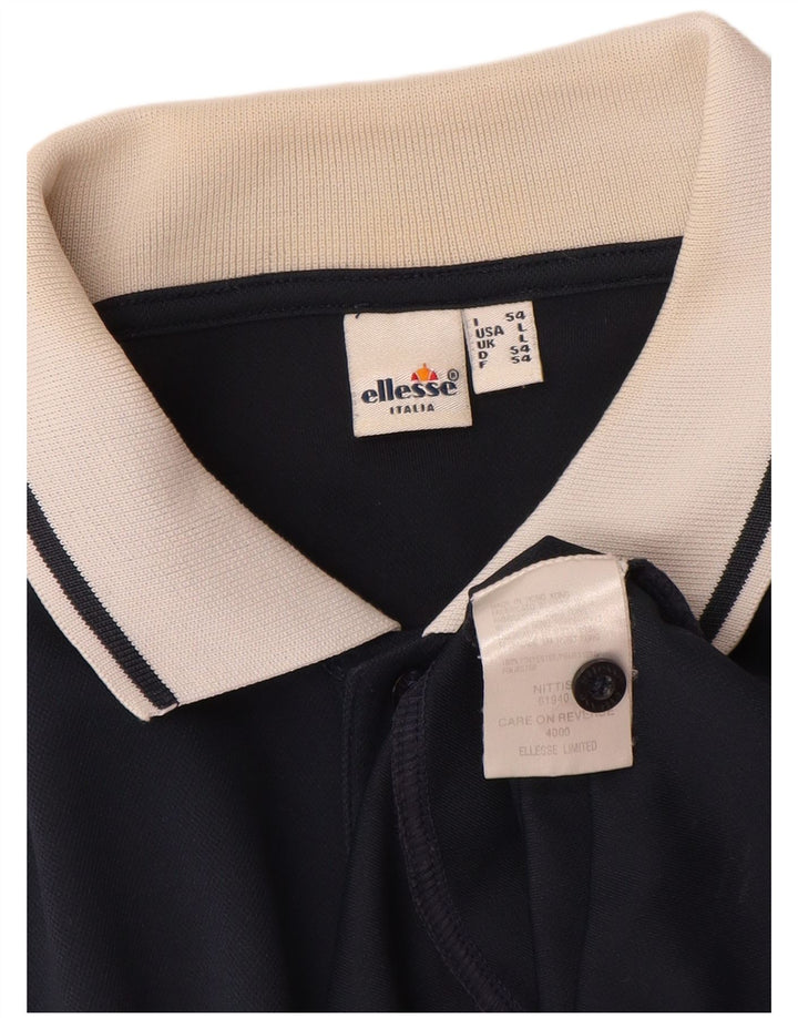 Ellesse Herre Loose Fit Polo Shirt Large Navy Blue Colourblock Polyester
