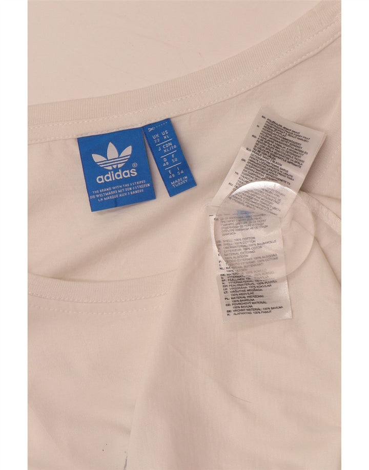 ADIDAS Dame Longline grafisk T-shirt Top UK 22 XL Hvid Bomuld