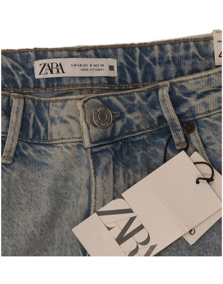 ZARA Dames Distressed Denim Shorts EU 40 Medium W30 Blue Cotton