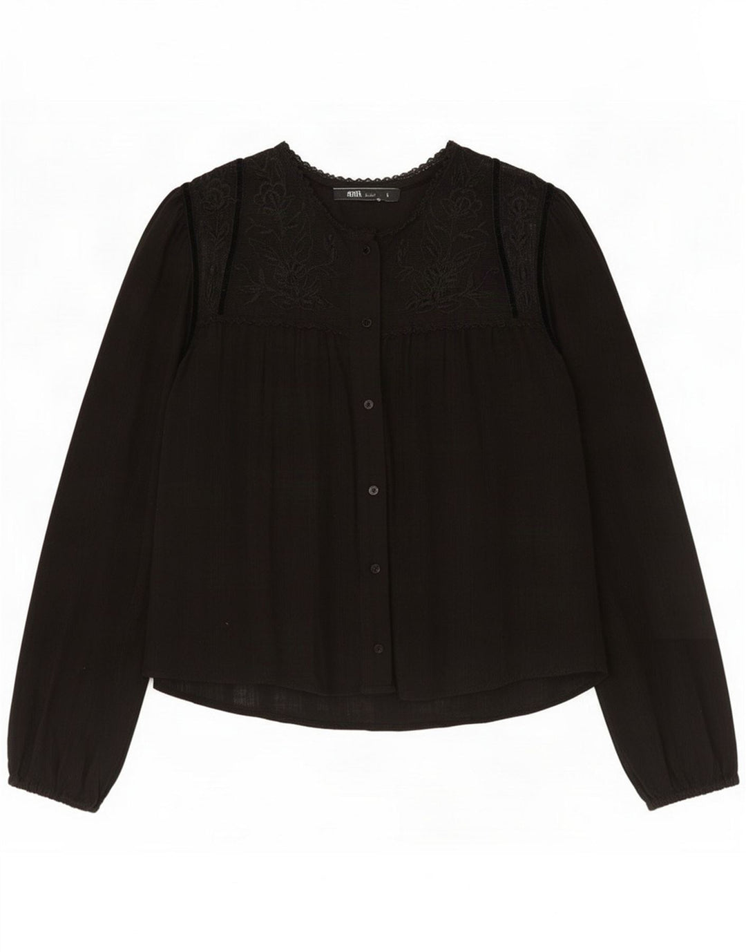 Zara Dame Shirt Bluse UK 14 Medium Black Floral Polyester