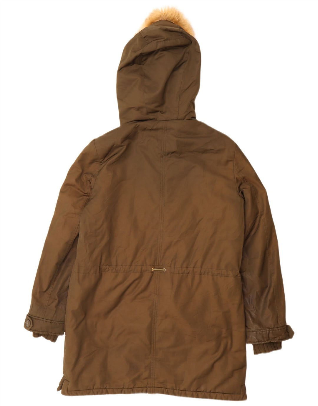 Zara Dame Trafaluc Hooded Parka Jacket UK 14 Medium Khaki Polyester