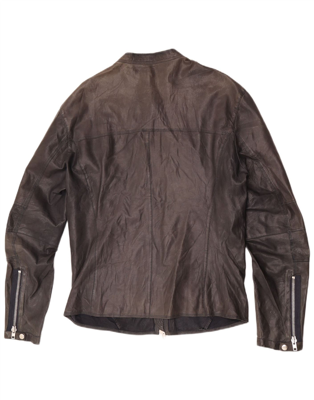 Vintage Herre Læder Racer Jakke UK 38 Medium Sort Læder