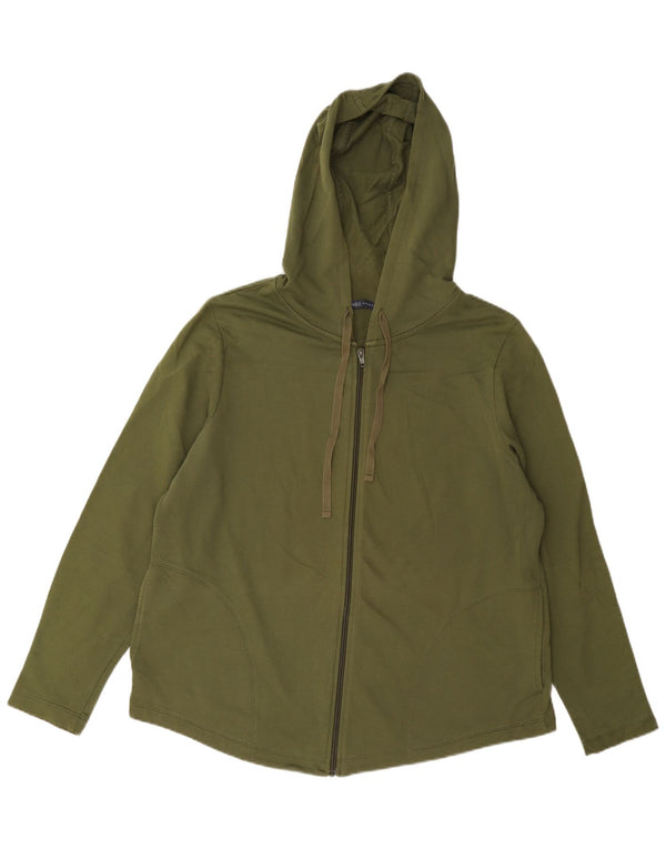 Marks & Spencer Dame Regular Fit Hættetrøje Jumper UK 16 Lagre Khaki Bomuld
