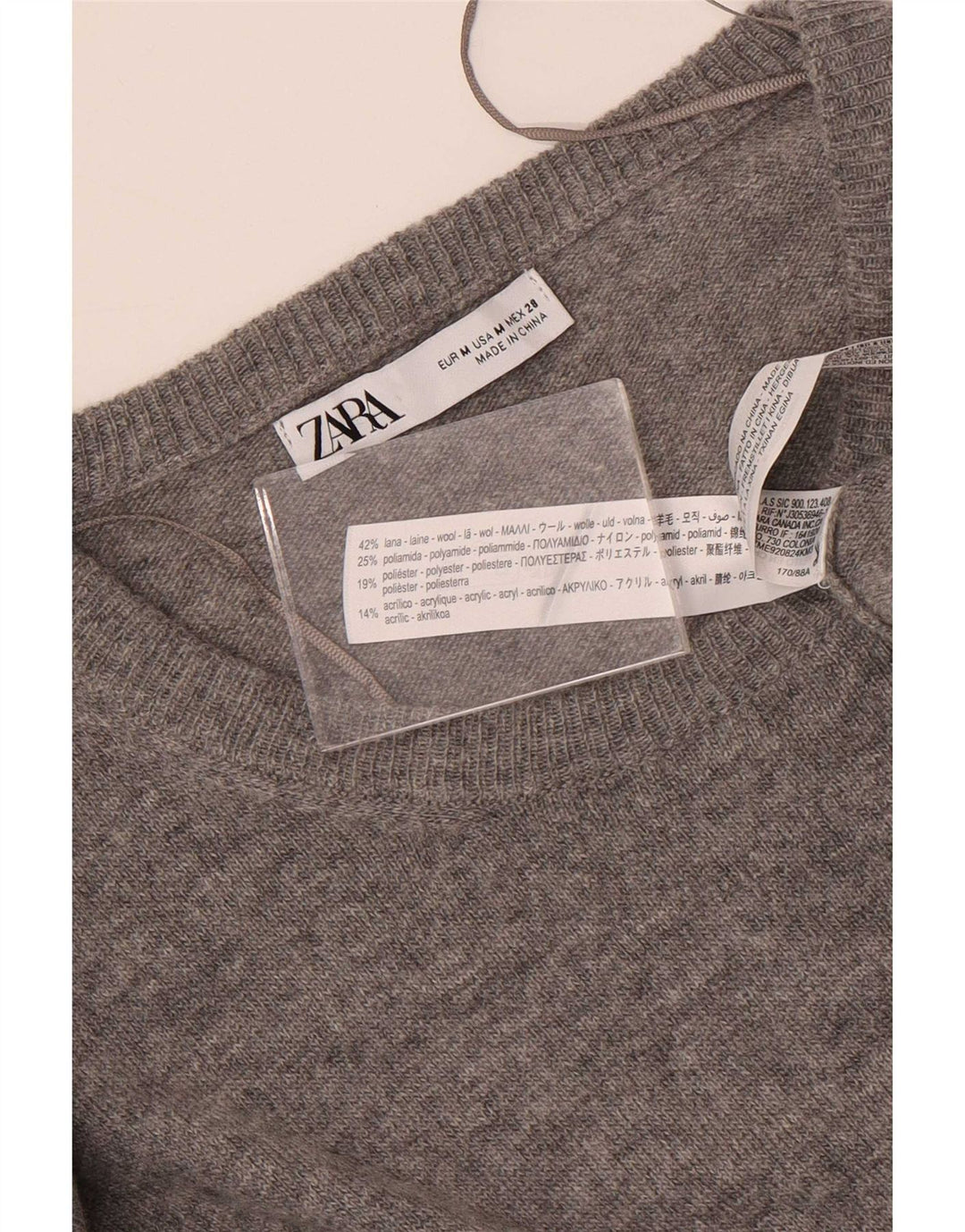 Zara Dame Maxi Langærmet Jumper Kjole UK 14 Medium Grey Uld
