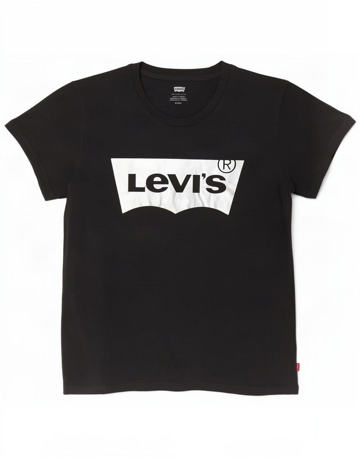 Levi's Dame Grafisk T-Shirt Top UK 14 Medium Grå Bomuld