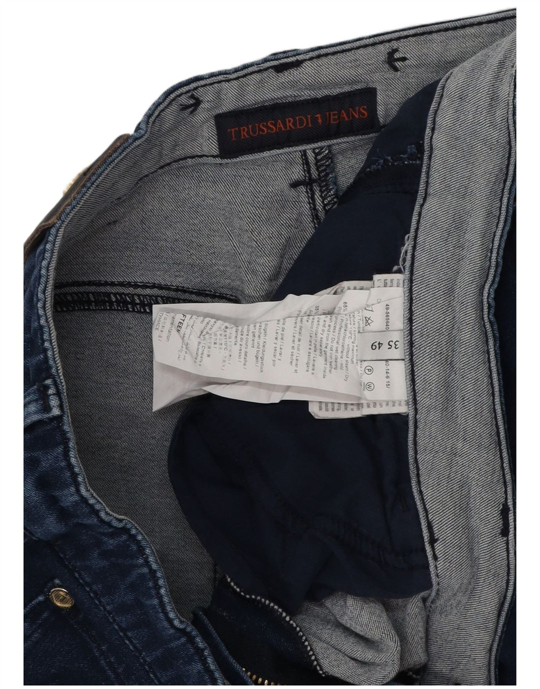 TRUSSARDI Dame Slim Jeans IT 49 XL W35 L32 Marineblå Polyester