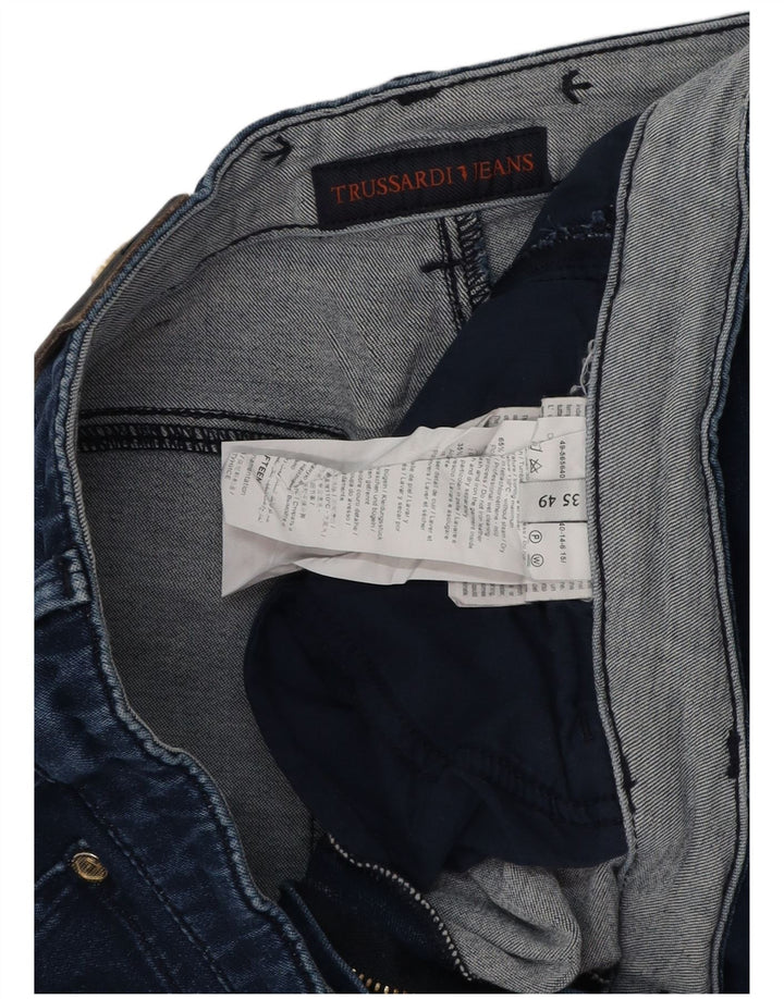 TRUSSARDI Dame Slim Jeans IT 49 XL W35 L32 Marineblå Polyester