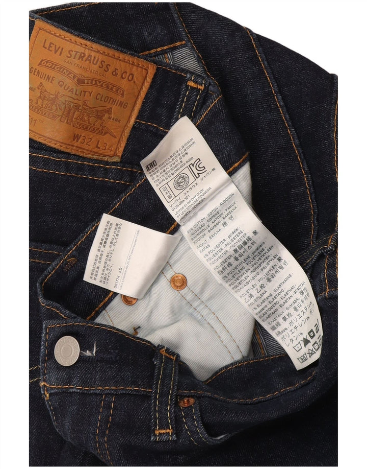 Levi's Herre 511 Slim Jeans W32 L34 Marineblå Bomuld