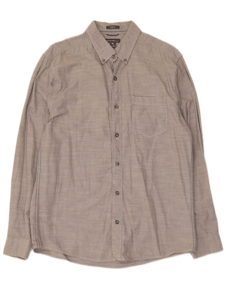 Eddie Bauer Herre Classic Fit skjorte mellemgrå bomuld