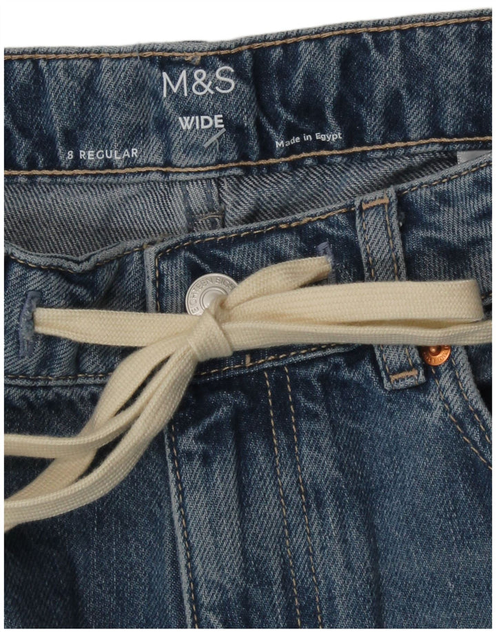 Marks & Spencer Womens Regular Wide Leg Jeans UK 8 Small W26 L29 Blue