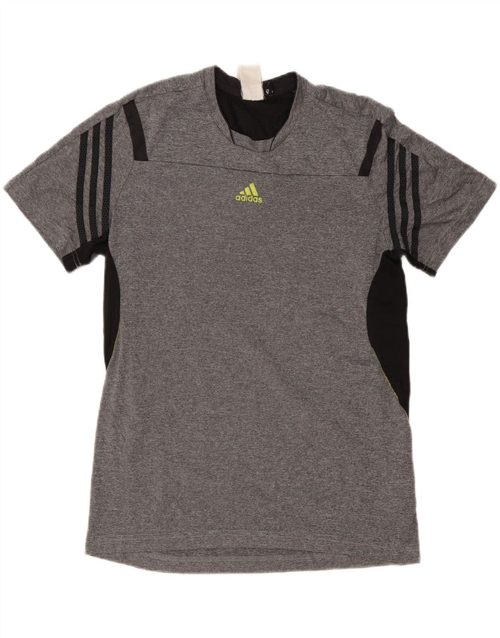 ADIDAS Herre Climacool T-Shirt Top Medium Grey Colourblock Polyester