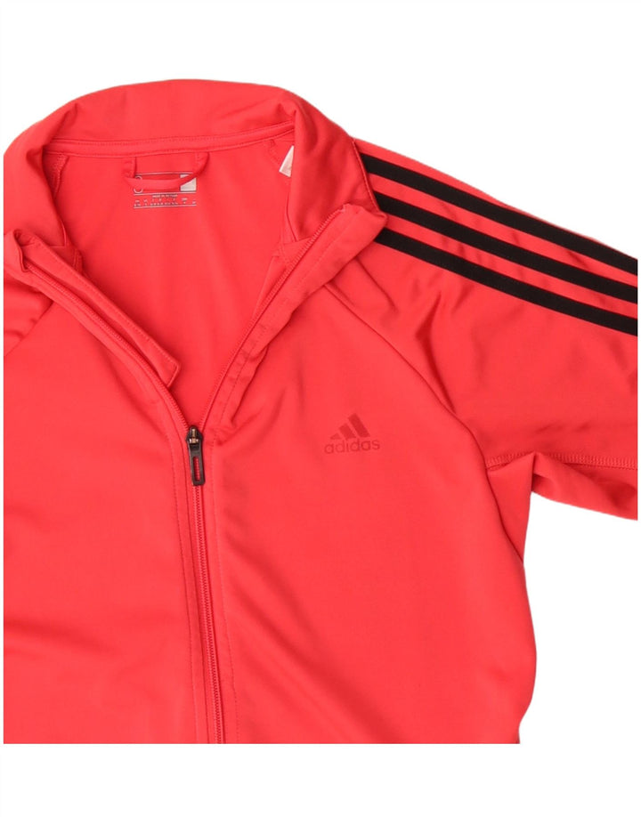 Adidas Dame Climalite Træningsdragt Topjakke UK 8/10 Lille Rød Polyester