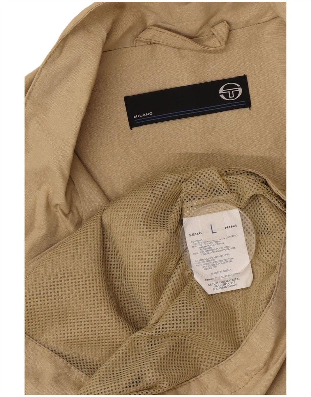 Sergio Tacchini Herre træningsdragt Topjakke Stor Khaki Bomuld