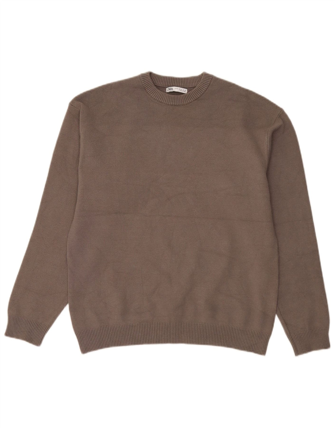 Zara Herre sweater med rund hals, mellemgrå