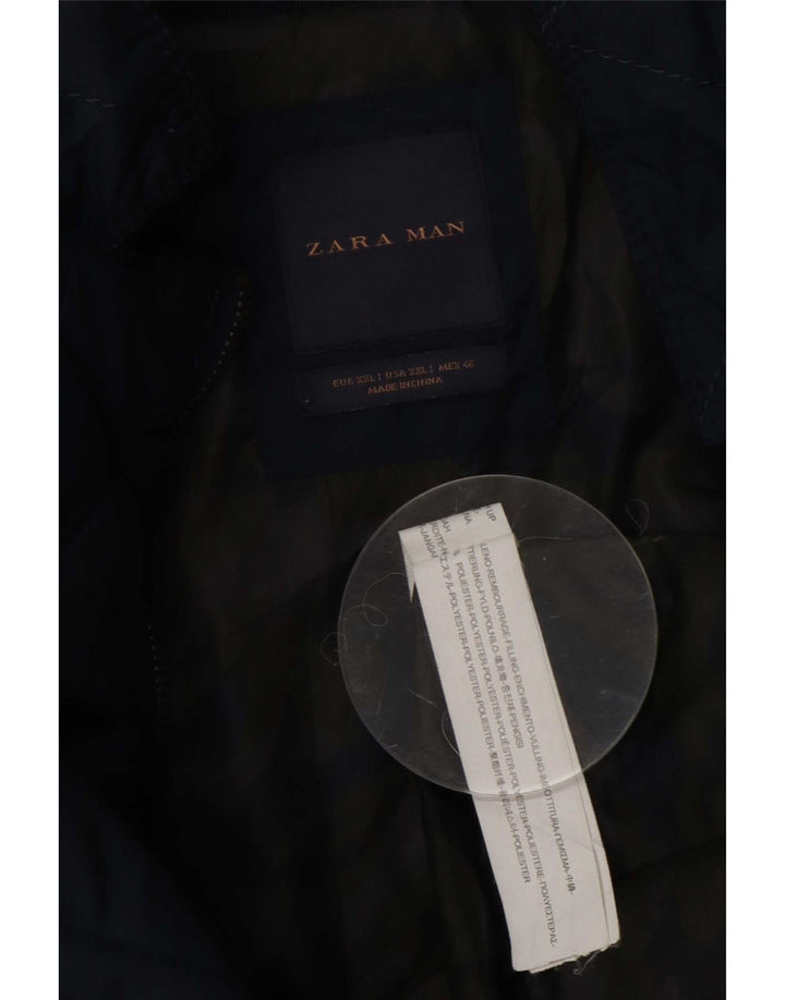 Zara Herre Quiltet Jakke UK 44 2XL Navy Blue Polyester