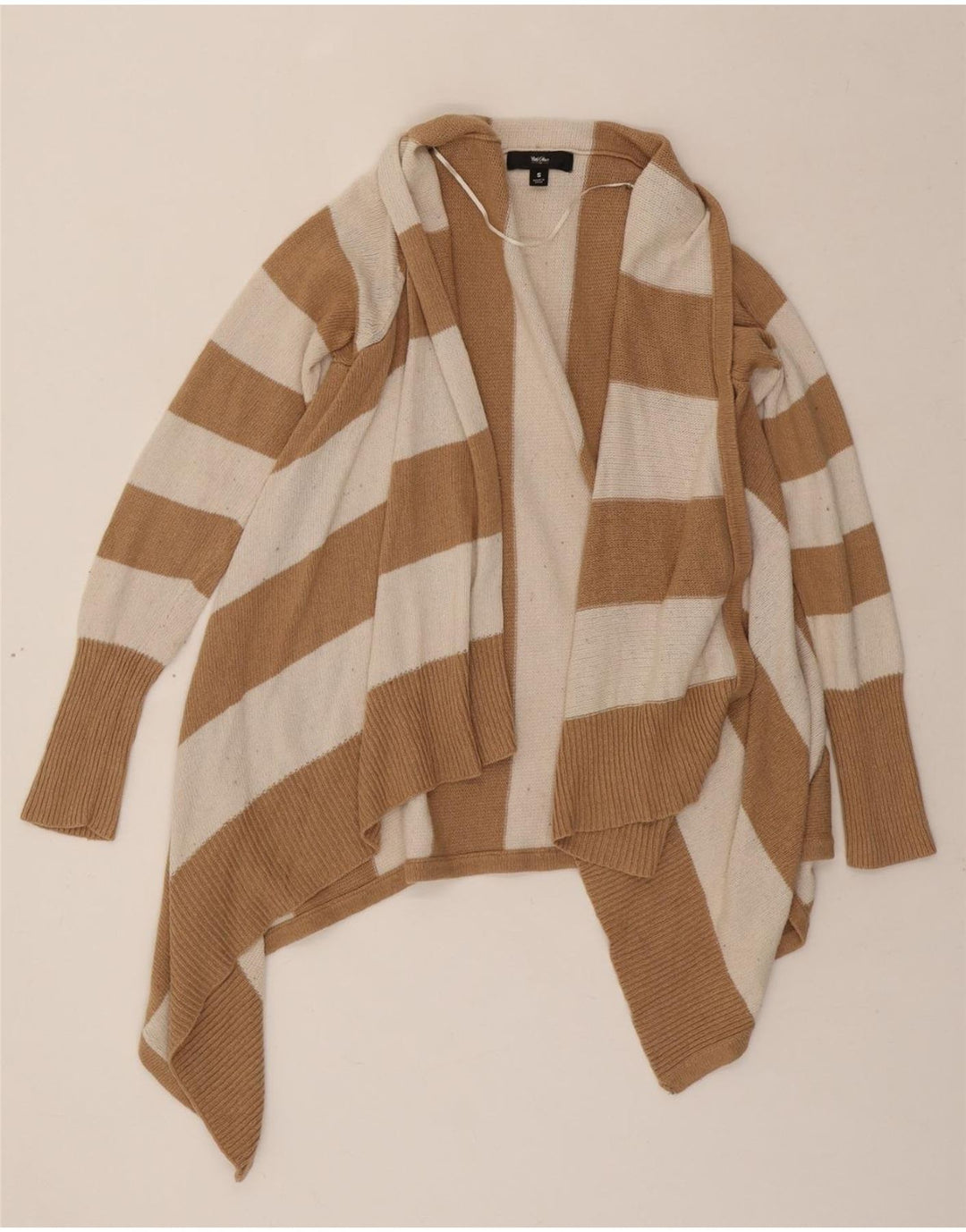MOSSIMO Womens Asymmetric Open Cardigan Sweater UK 10 Small Brown Striped Vintage Mossimo and Second-Hand Mossimo from Messina Hembry 