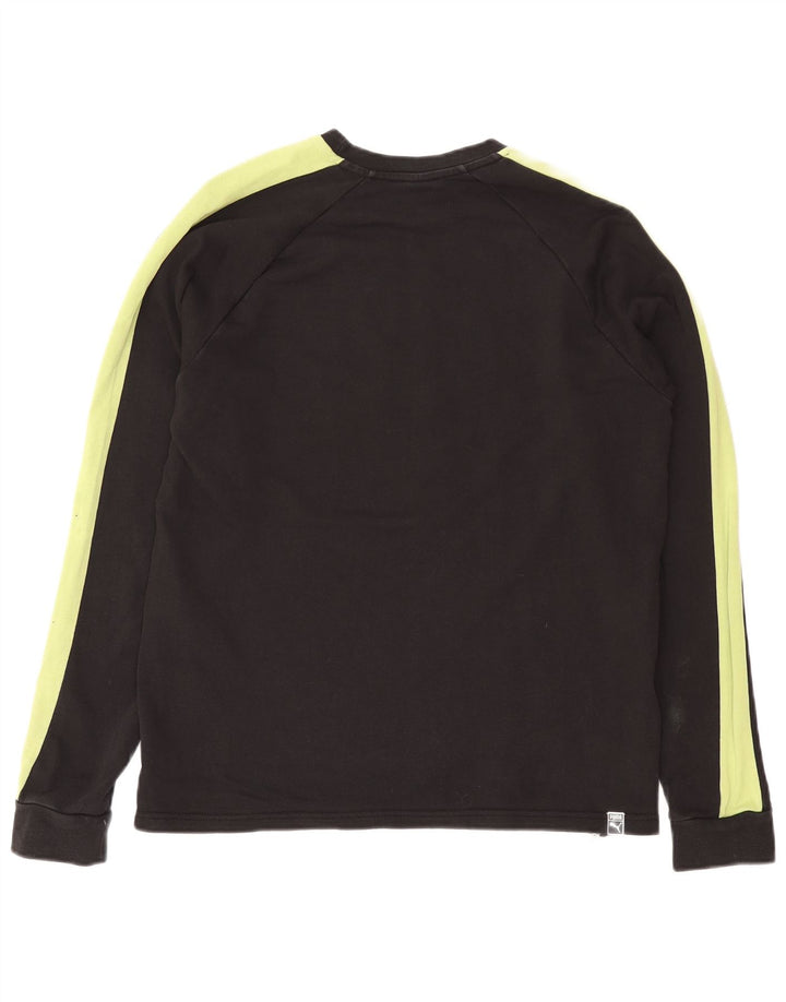 Puma Dame Sweatshirt Jumper UK 14 Medium Sort Colourblock Bomuld