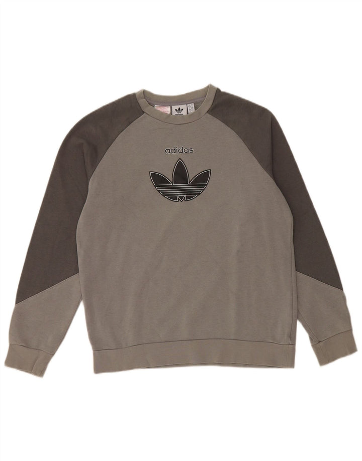 ADIDAS Grafisk Sweatshirt-trøje til drenge 13-14 år Grå Colourblock Bomuld