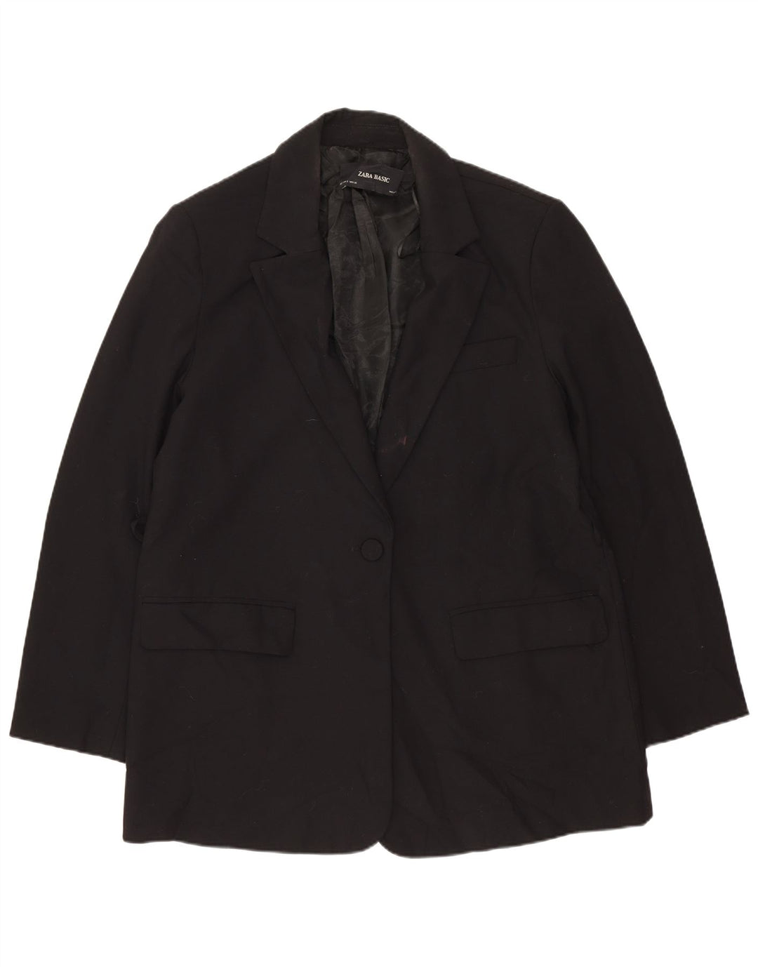 Zara Dame 1 Knap Blazer Jacket UK 14 Medium Sort Polyester