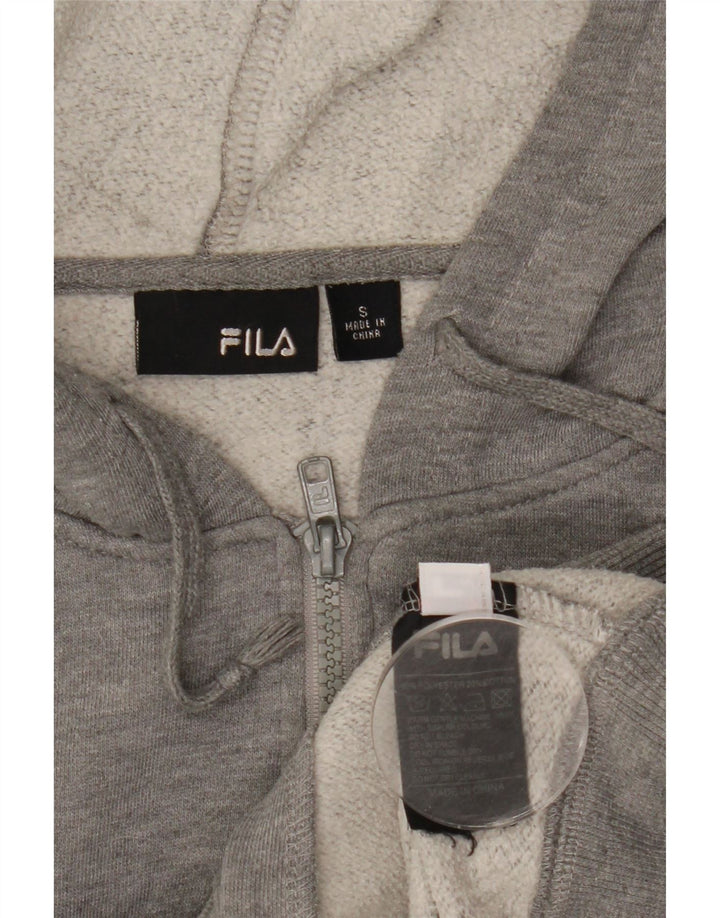 Fila Herre grafisk hættetrøje med lynlås, lille grå flækket polyester