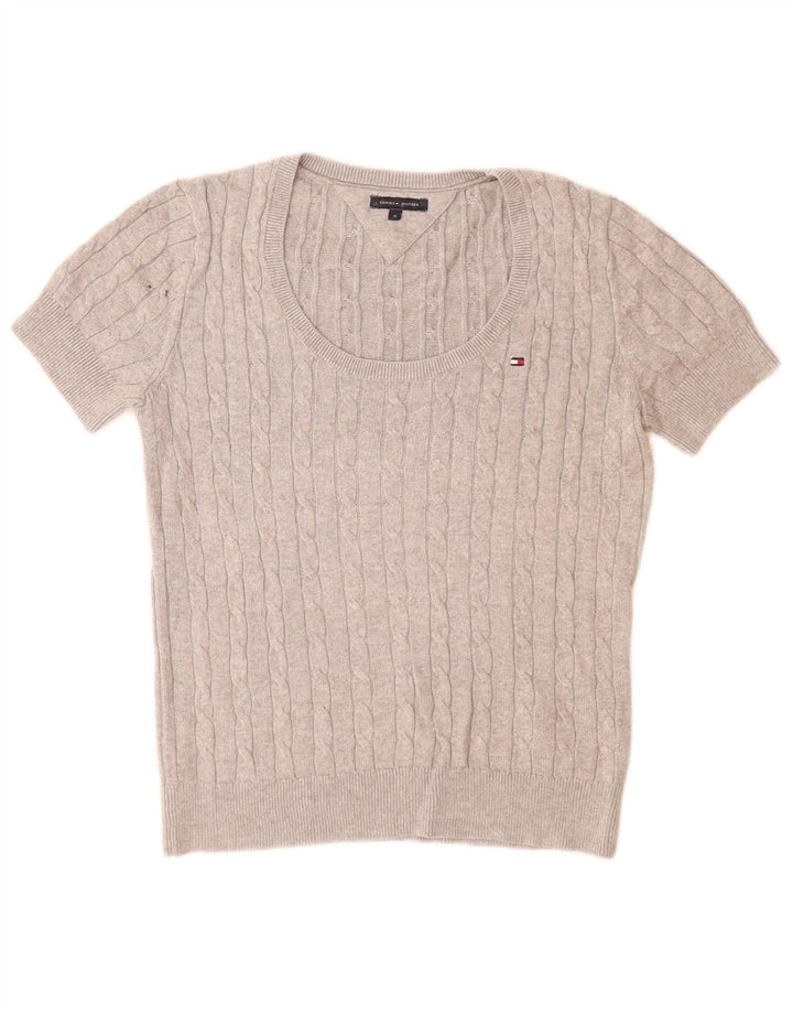 Tommy Hilfiger Dame Boat Neck Jumper Sweater UK 12 Medium Grey