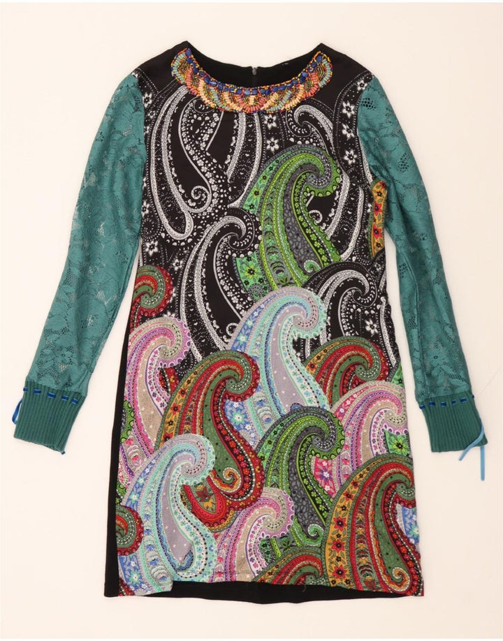 DESIGUAL Womens Long Sleeve Shift Dress EU 40 Medium Multicoloured Paisley Vintage Desigual and Second-Hand Desigual from Messina Hembry 