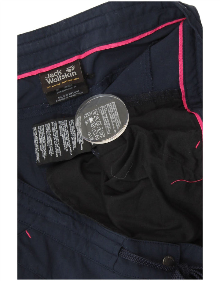 JACK WOLFSKIN Dame Chino Shorts UK 16 Large W36 Navy Blue Polyamid