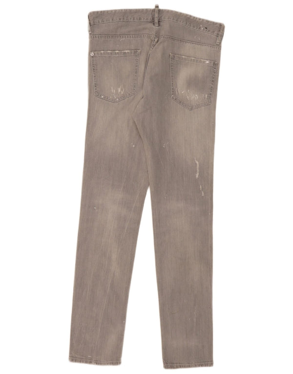 Dsquared2 Dame Distressed Slim Jeans IT 50 XL W36 L35 Grå Bomuld