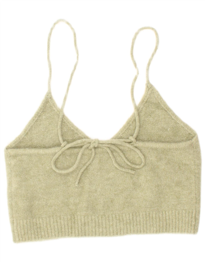 Zara Womens Knit Crop Top Lille Grøn Akryl