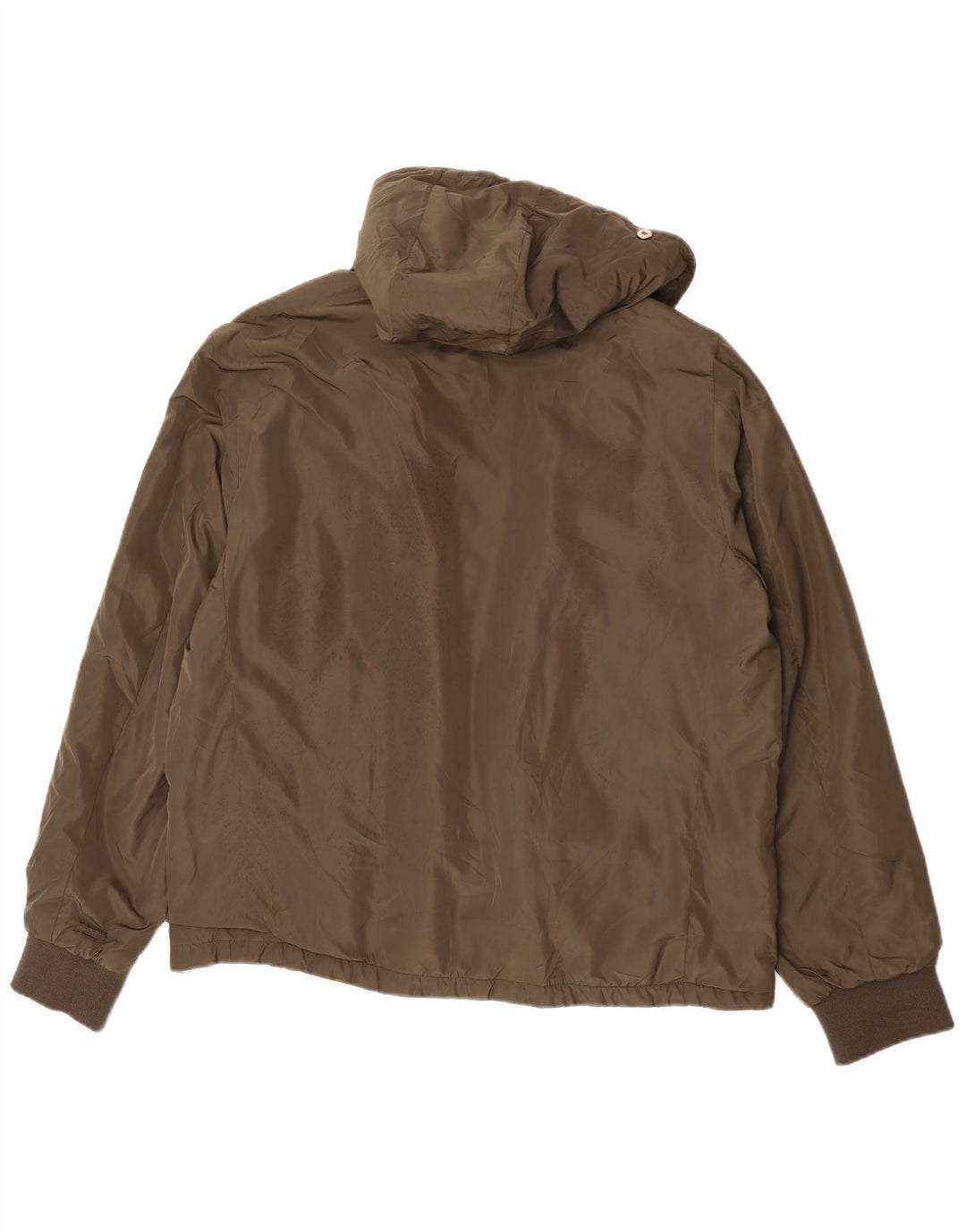 Zara Herre Hooded Bomber Jacket UK 44 2XL Khaki Polyester