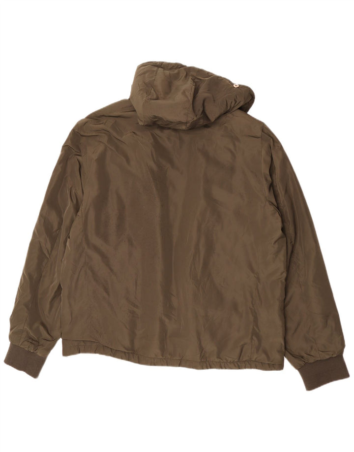 Zara Herre Hooded Bomber Jacket UK 44 2XL Khaki Polyester