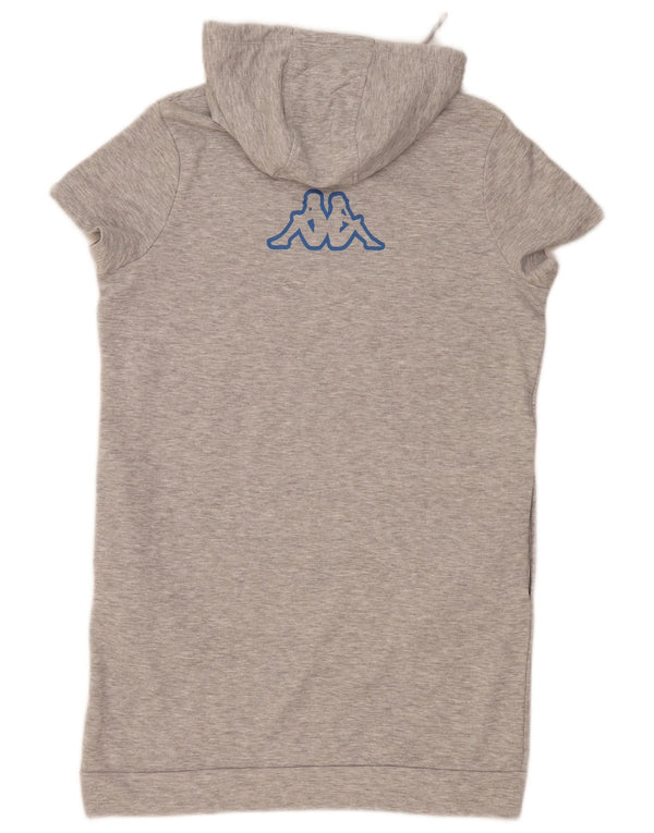 Kappa Kvinder Grafisk Kortærmet Hættetrøjekjole UK 14 Medium Grå Bomuld