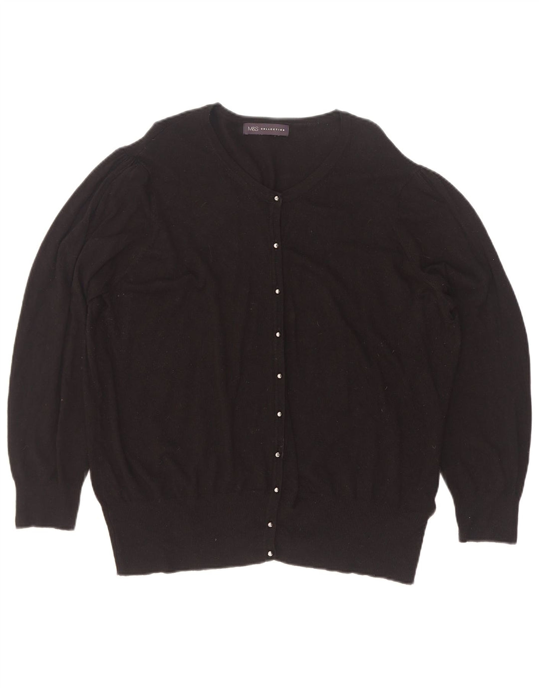 Marks & Spencer Dame Cardigan Sweater UK 20 2XL Sort Viscose
