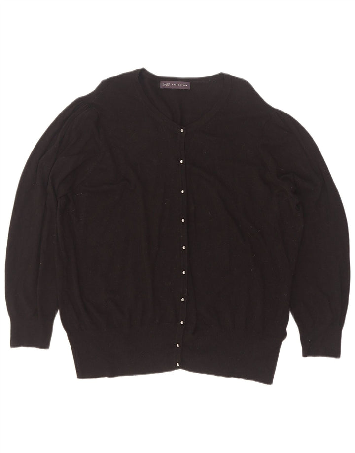 Marks & Spencer Dame Cardigan Sweater UK 20 2XL Sort Viscose