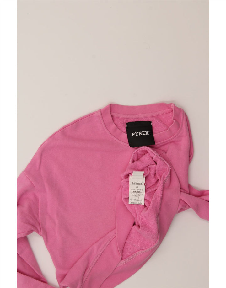PYREX Womens Oversized Graphic Sweatshirt Jumper UK 10 Small Pink Cotton Vintage Pyrex and Second-Hand Pyrex from Messina Hembry 