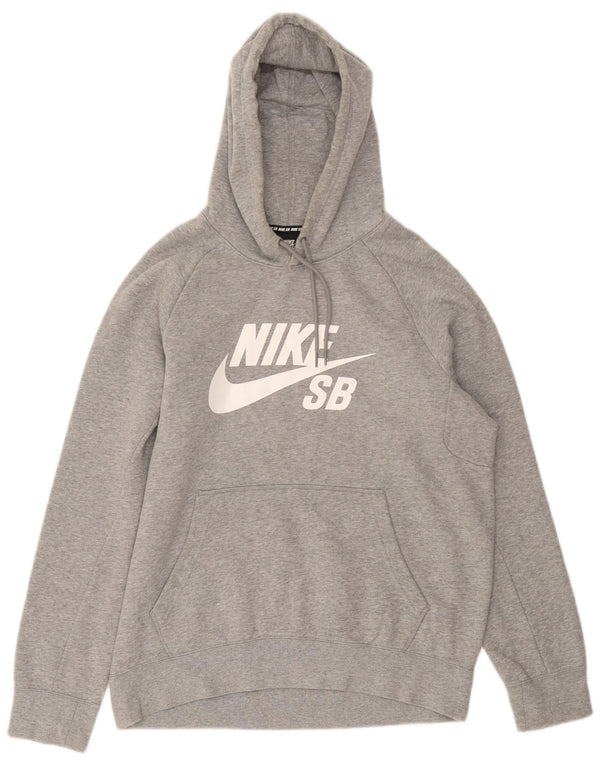 Nike Herre Nike SB Graphic Hoodie Jumper Medium Grey Flecked Bomuld