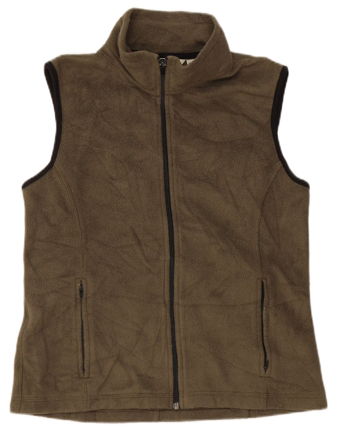 Eddie Bauer Dame Fleece Gilet UK 10 Small Khaki Polyester