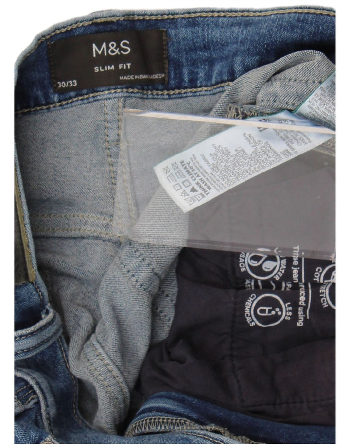 Marks & Spencer Dame Slim Jeans W30 L33 Blå Bomuld