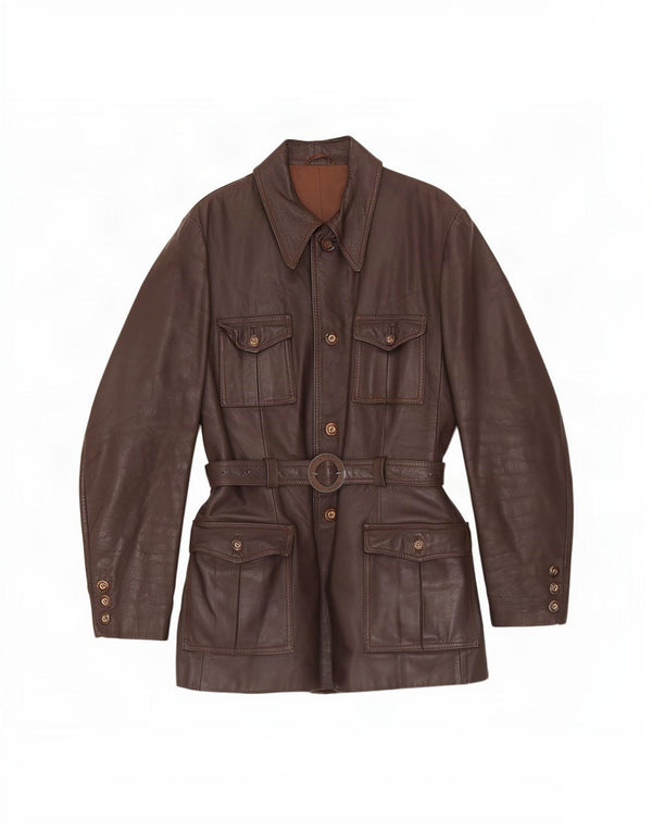 Vintage læderfrakke til kvinder UK 12 Medium Brun