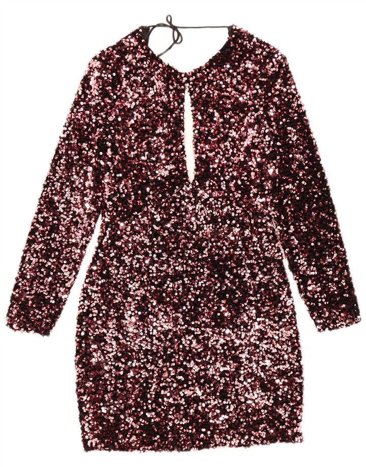 Zara Dame Langærmet Skede Kjole UK 8 Small Pink Polyester